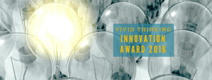 Lightbulbs, one glowing. Caption 2016 Innovation Award